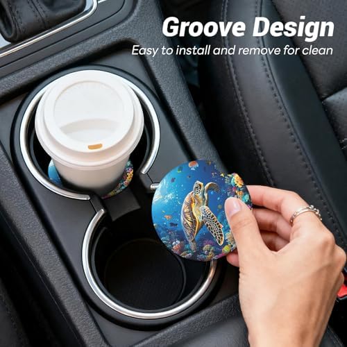 2 Pack Ceramic Car Coasters for Cup Holder, 2.56 in Anti Slip Absorbent Coaster - Image 7