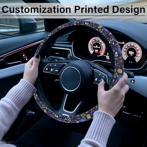 Magic Forest Steering Wheel Cover, Cute Purple Floral Steering Wheel Cover - Image 7