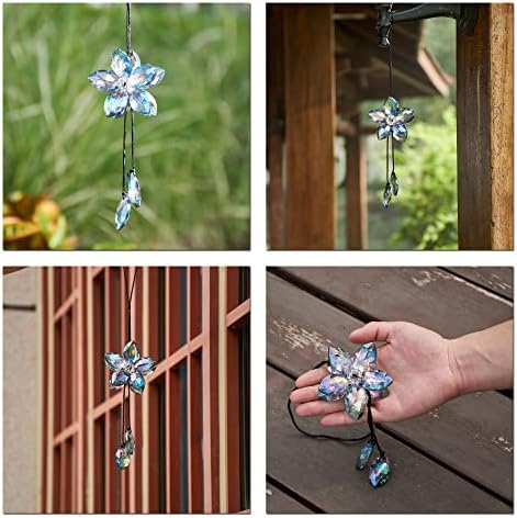 Crystal Flower Rear View Mirror Pendant Car Hanging Ornament Lucky Accessory - Image 4