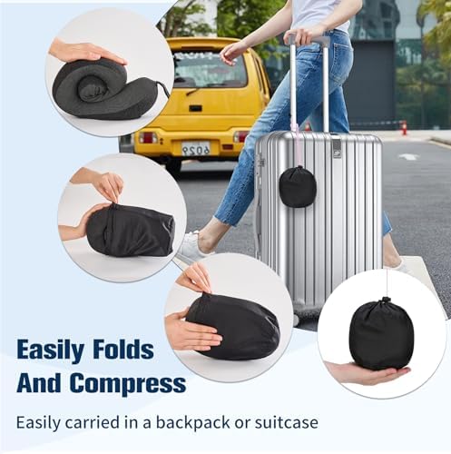 Cirorld Neck Pillow for Traveling, Travel Pillows for Airplanes Snow Black - Image 6