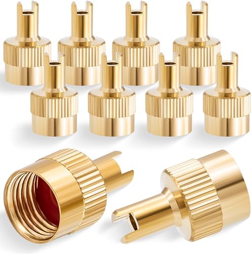 10PCS Tire Valve Stem Caps, Nickel Brass Slotted Slot Valve Stem Caps by MEAJOO