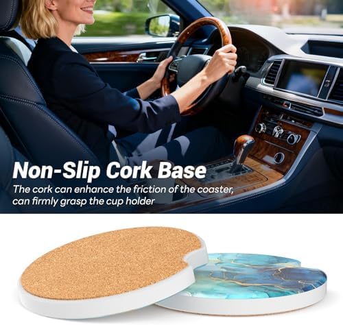 Car Cup Holder Ceramic Coasters 2 Pack, 2.56 in Anti Slip Absorbent Coaster - Image 6