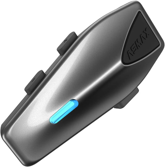 S1 Motorcycle Bluetooth Headset with 3 Intercom Modes, 8-Rider Mesh Communication, AI Voice, FM Radio, Auto Volume, Waterproof, Fast Charging for Helmet/ATV/UTV/Snowmobile(Grey)