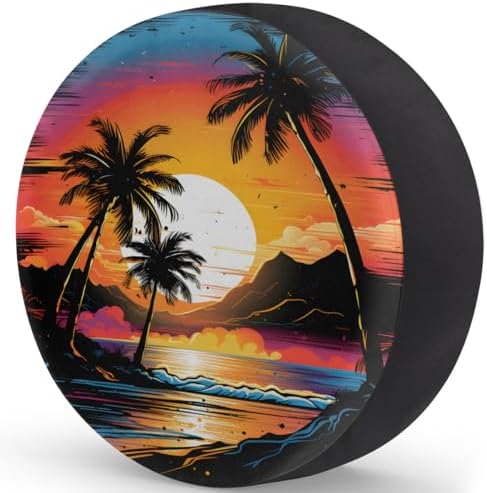Rv Spare Tire Cover Wheel Sunset Palm Beach Tire Covers Wheel Protectors - Image 2