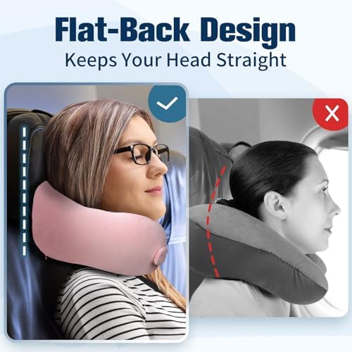 Cirorld Neck Pillow for Traveling, Travel Pillows for Airplanes Pink - Image 4