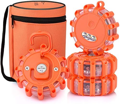 AK [4 Pack LED Road Flares Safety Flashing Warning Light Roadside Emergency by AK