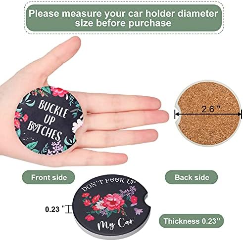 Boao 4 Pcs Floral Car Cupholder Coasters - Image 3
