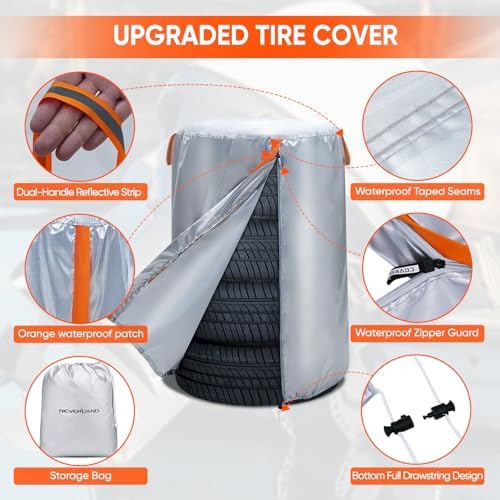Tire Cover for Storage, 420D Waterproof Tire Stack Cover Holds 4 Tires 35in - Image 3