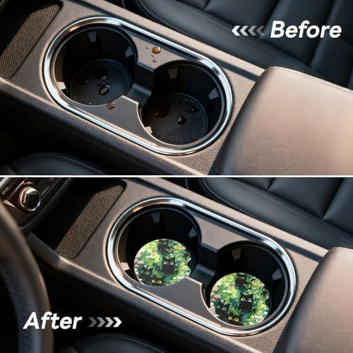Car Cup Holder Ceramic Coasters 2 Pack, 2.56 in Anti Slip Absorbent Coaster - Image 5