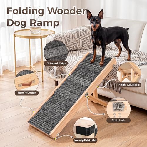 Foldable Dog Ramp for Bed/Couch/Small Dog, Adjustable Dog Stairs - Image 2