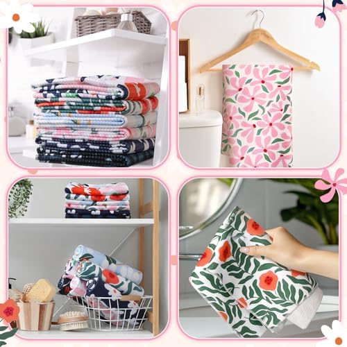 Boyiee Set of 6 Spring Waffle Kitchen Towels Floral Waffle Weave Tea Dish - Image 5