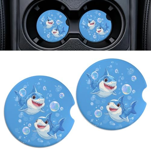 Car Cup Holder Ceramic Coasters 2 Pack, 2.56 in Anti Slip Absorbent Coaster by Rueneaj