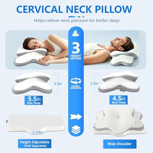 Cervical Neck Pillow for Neck Pain Relief & Side Sleeper | Ergonomic Pillow for - Image 2