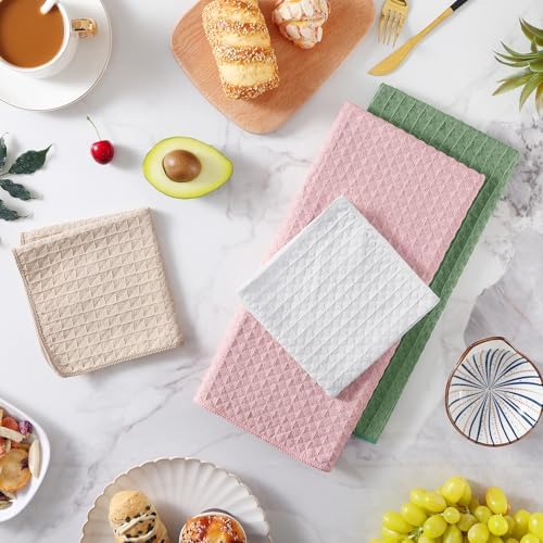 Homaxy Microfiber Waffle Weave Kitchen Towels Set, 8 Pack, Mixed Color - Image 2