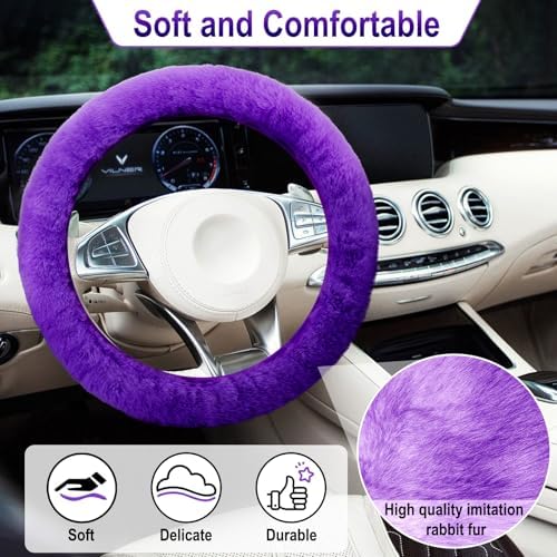 3 PCS Fluffy Steering Wheel Cover Set - Image 4
