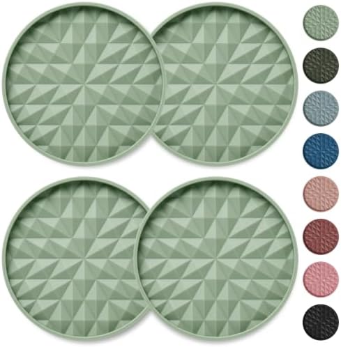 Silicone Car Coasters Set of 4, 2.75" Cup Holder Mats by Wingcases