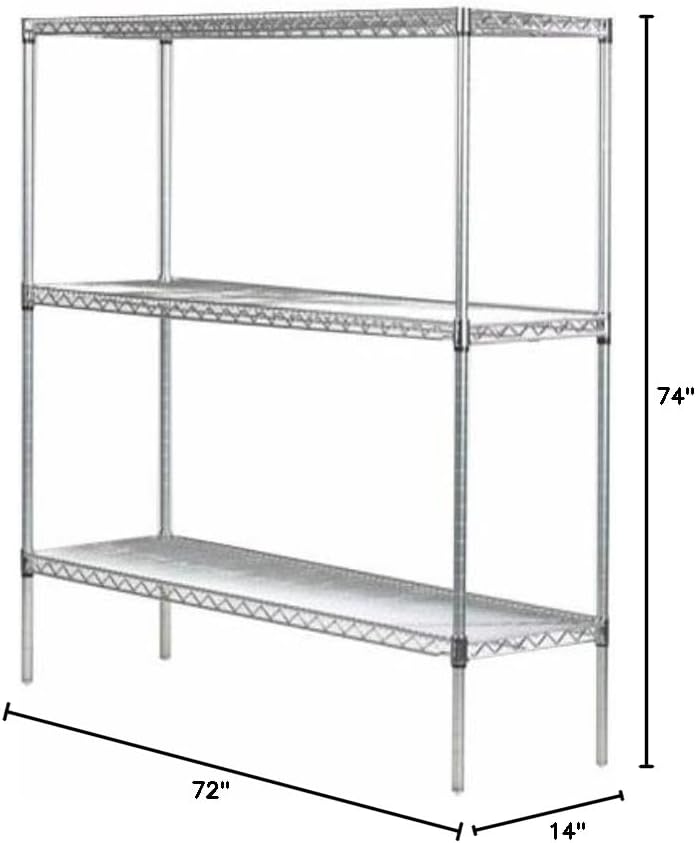 Omega 14" Deep x 72" Wide x 74" High 3 Tier Gray Starter Shelving Unit