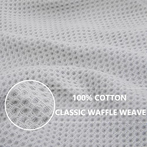 Homaxy 100% Cotton Oversized Waffle Weave Kitchen Towels 4-Pack, Light Gray - Image 2