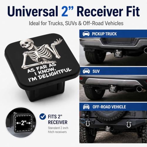 Funny Skull Skeleton 2" Hitch Cover, Rubber Towing Hitch Covers Hitch Protector - Image 4
