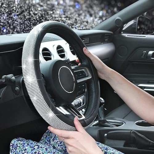 CAR PASS Bling Diamond Leather Steering Wheel Cover, - Image 4