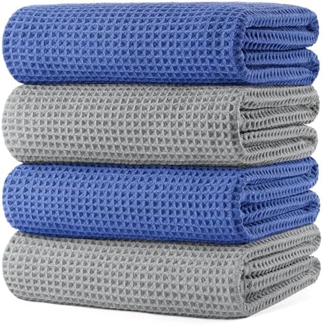 POLYTE 430 GSM Poly Blend Microfiber Quick Dry Waffle Bath Towel, 30x60 in by Polyte