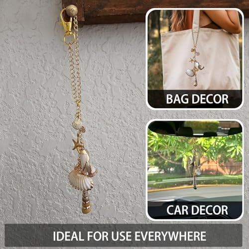 Sea Shells Car Decor, Coastal Hanging Rear View Mirror Charm Accessories - Image 4