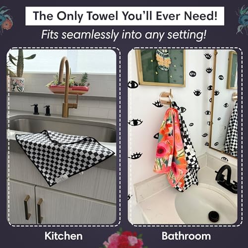 Microfiber Hand Towel & Washcloth Set, Double-Sided Waffle Weave Set of Two - Image 3