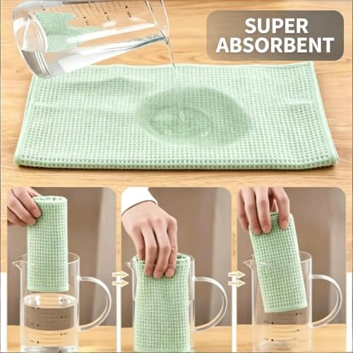 Prendoxy Dish Towels Microfiber Waffle 6 Pack, Lint Free, 23.6 x 15.7 Inch - Image 5