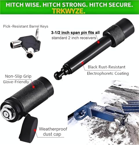 Keyed Alike Hitch Lock, Fits 2”&2-1/2” Receiver, Pick&Rust Resistant - Image 6