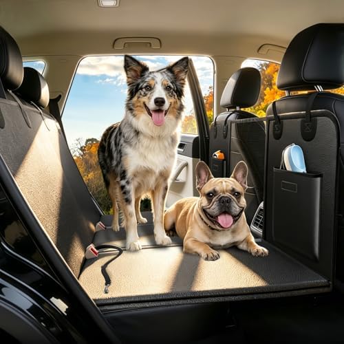 Hard Bottom Dog Car Seat Cover for Back Seat, PU Leather Extender by ROUWINNE