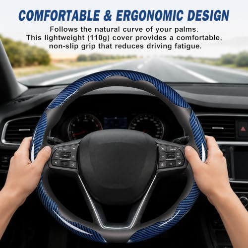 3pcs Universal Carbon Fiber Steering Wheel Cover, Anti-Slip & Segmented Design - Image 3
