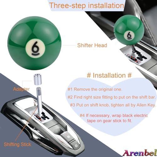 6 Ball Billiard Shift Knob Polished Car Racing Gear Shifter Grip - Image 5