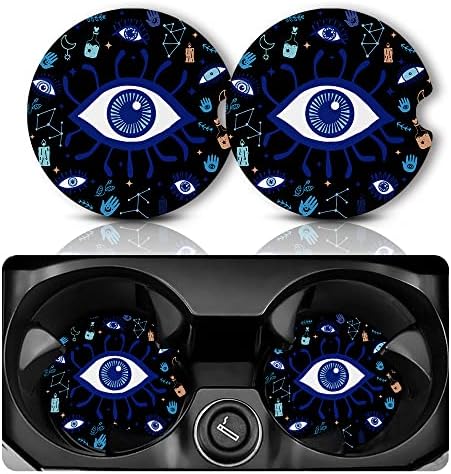 Yonlevres Car Coasters for Cup Holders, Evil Eye, 2 Pack by Yonlevres