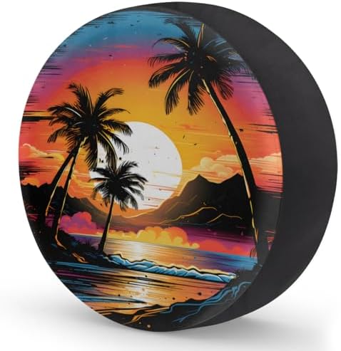 Rv Spare Tire Cover Wheel Sunset Palm Beach Tire Covers Wheel Protectors - Image 2