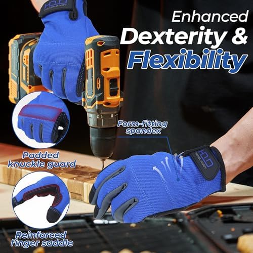 HANDLANDY Work Gloves for Men & Women, Utility Mechanic Working Gloves Touch - Image 3