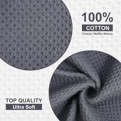 Kitinjoy 100% Cotton X‑Large 4-Pack Kitchen Towels, Dark Grey - Image 2
