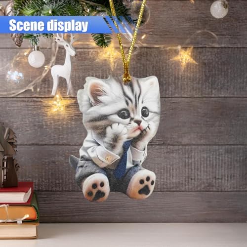 2D Flat Cat Car Rear View Mirror Charm, Acrylic Car Rear View Mirror Hanging - Image 5