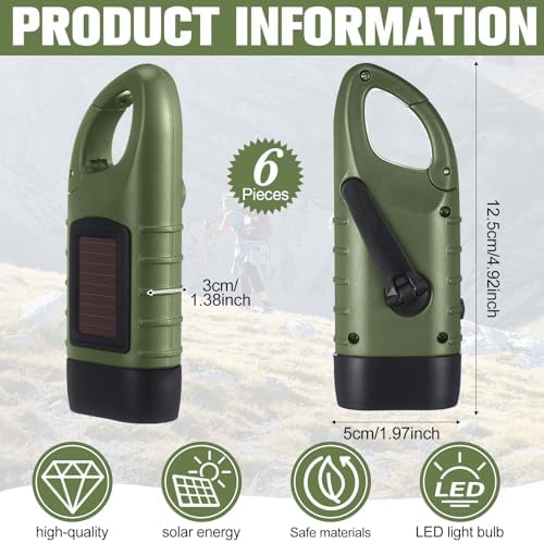 Mudder 6 Pack Hand Crank Flashlights Solar Powered Flashlight - Image 2
