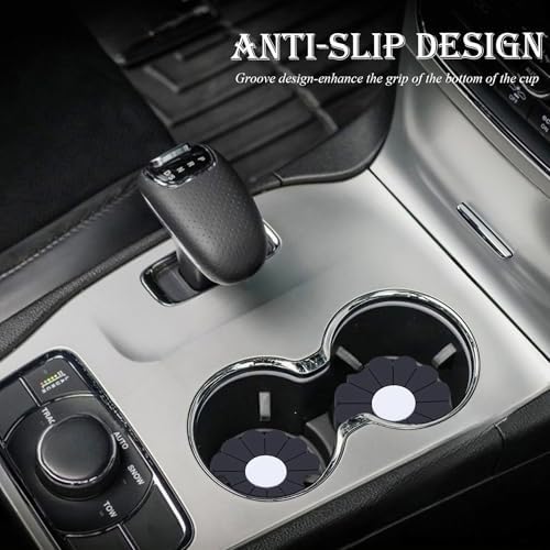 4-Pack Car Cup Holder Coaster Inserts, Daisy Shape, 2.75 Inch Non-Slip Silicone - Image 3