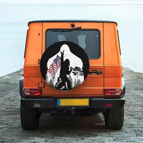 Spare Tire Cover with Camping Bigfoot American Flag Pattern 17inch - Image 5