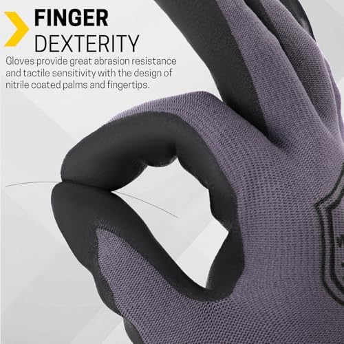 FURWEY Work Gloves, 16/32Pairs Nitrile, Seamless Nylon Knit - Image 5
