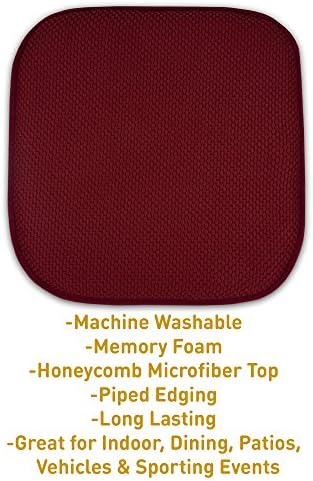 Sweet Home Collection Memory Foam Chair Cushion Honeycomb Pattern Solid Color - Image 3
