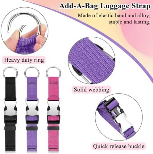 3 Pcs Add a Bag Luggage Straps for Suitcases, Connector Straps - Image 3