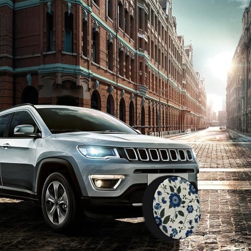 Spare Tire Cover Blue and Green Flowers Wheel Protectors Tire Covers - Image 4
