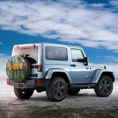 Colorful Flower Spare Tire Cover Waterproof Wheel Cover 16 Inch Universal Fit - Image 3
