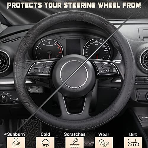 SEG Direct Black Microfiber Leather Auto Car Steering Wheel Cover 15 inch - Image 4