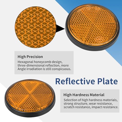 10 Pack 2.36inch Safety Reflectors Yellow Round Self-Adhesive Reflectors - Image 2