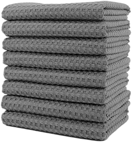 POLYTE 380 GSM Microfiber Waffle Kitchen Dish Tea Towel, 16x28 in, 8 Pack by Polyte