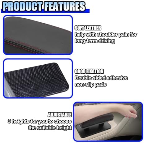 BDZMC Car Elbow Support Pad, Adjustable Height Side Booster Pad, PU Leather Car - Image 6