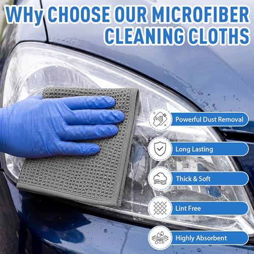 Shimeyao 30 Pcs 12"x12" Waffle Weave Microfiber Towels Lint Free Rags - Image 3